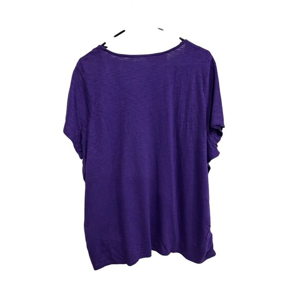 Coldwater Creek NWT Purple Sequin Embellished Short Sleeve Ruched Top Sz 3X - Picture 2 of 12